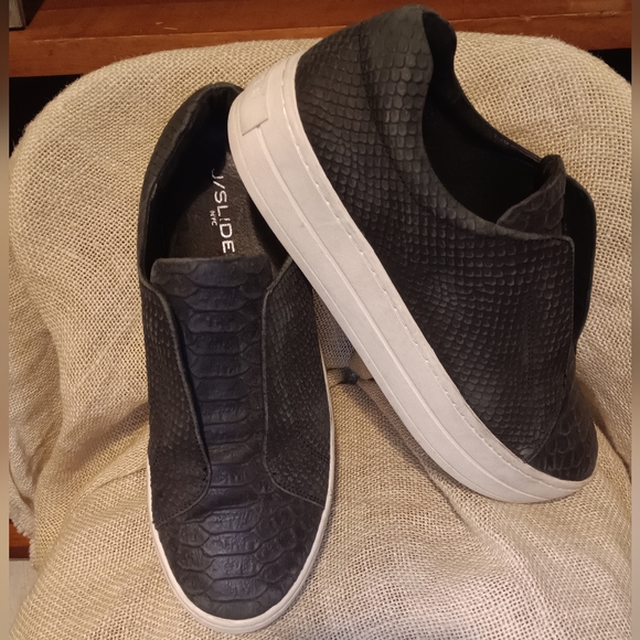 Black Real Leather J Slides - Picture 4 of 6